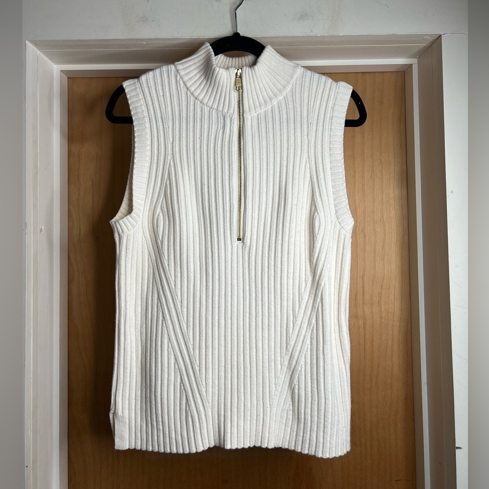 Talbots Women’s Cream Ribbed Half-Zip Sweater Vest. Size: Xtra Small